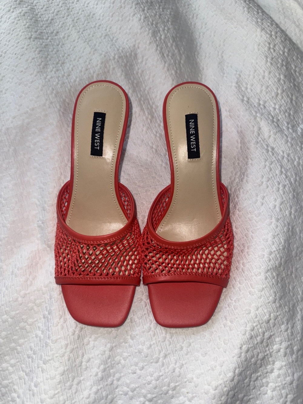 Nine West Red Mesh Slide Sandals